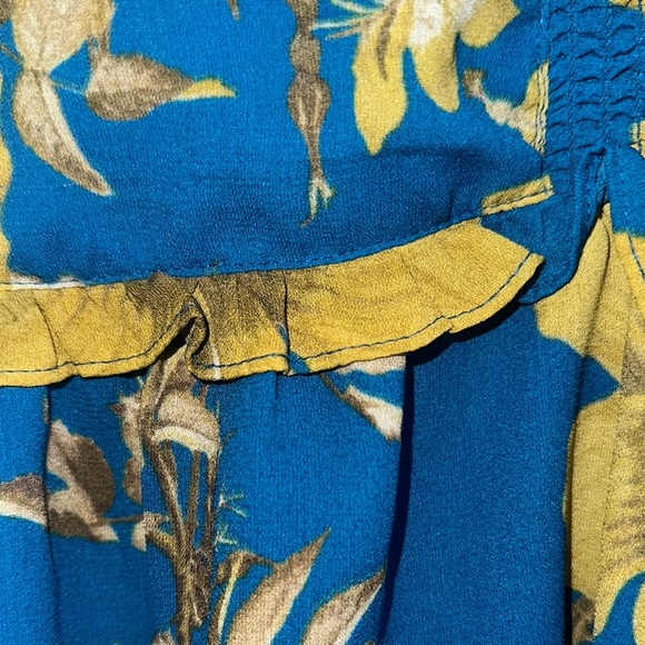 Floral Blue and Yellow Women's Top - Picture 4 of 7
